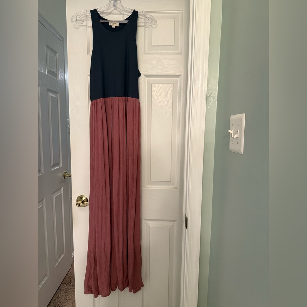 LOFT Grey and Mauve Maxi Dress
